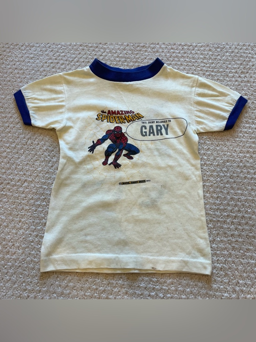 Vintage 1975 The Amazing Spiderman Marvel Graphic T Shirt 70s Ringer Tee Rare